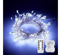 Clearhill 2Pack Battery Fairy Lights with Remote Control, 19ft/6M 200LED White Firecracker Lights, 8 Modes, Waterproof Copper Wire String Lights for Bedroom, Wedding, DIY, Garden Decor
