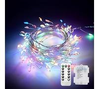 Clearhill 2Pack Battery Fairy Lights with Remote Control, 9.8ft/3M 100 LED Colorful Firecracker Lights, 8 Modes, Waterproof Copper Wire String Lights for Bedroom, Wedding, DIY, Garden Decor