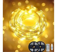 Clearhill 2pack Fairy Lights 10M/32 FT Warm 100LED USB Soft Wire String Lights, Waterproof with Remote & Timer, 8 Modes Lights for Bedroom, Christmas Tree, Indoor Outdoor Decoration