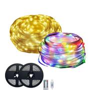 Clearhill 2pack Fairy Lights 10M/32 FT White and Warm 100LED USB Soft Wire String Lights, Waterproof with Remote & Timer, 8 Modes Lights for Christmas Tree, Indoor Outdoor Decoration