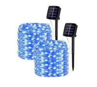 Clearhill 2Pack Solar Fairy Lights, Total20M/65.6FT Blue 200Led Solar String Lights,Cooper Wire String Lights with 8 Modes,Garden Lights Waterproof for Patio Yard Trees Christmas Wedding