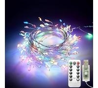 Clearhill 2Pack USB Fairy Lights with Remote Control, 20ft/6M 200LED Color Firecracker Cluster Lights, 8 Modes, Waterproof Copper Wire String Lights for Bedroom, Wedding, DIY, Garden Decor