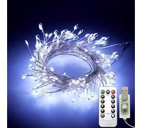 Clearhill 2Pack USB Fairy Lights with Remote Control, 20ft/6M 200LED White Firecracker Cluster Lights, 8 Modes, Waterproof Copper Wire String Lights for Bedroom, Wedding, DIY, Garden Decor