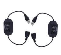 Clearhill 2Packs 5V USB Rotary Dimmer Switch with USB Male and Female Connectors(Black),Brightness Adjustable Controller,Manual Knob Dimmer Switch for 5V LED Strips Lights.