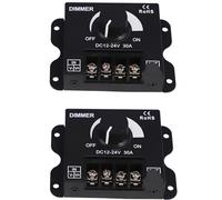 Clearhill 2Pcs LED Light Dimmer Switch, DC 12-24V Stepless Dimming Knob Adjustment, Aluminum Alloy Housing, Included Cover, PWM Controller for Single Color LED Strips, 50000H Service Life