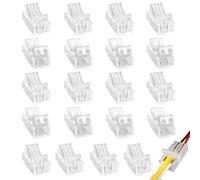 Clearhill 2Pin 10mm Transparent Solderless LED Light Strip Connectors,20Packs Wide Gapless Quick Adapter for Waterproof/Non-Waterproof Single Color LED Strips,No Soldering Required.