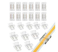 Clearhill 2Pin LED Light Strip Connectors,20Packs-8mm Solderless Quick Adapter for Single Color 5V/12V/24V LED Strips-Durable PVC & Copper,Transparent Terminal for Secure Connection