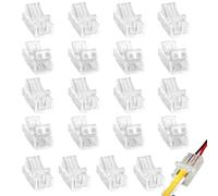 Clearhill 2Pin Transparent Solderless LED Light Strip Connectors,20Packs-8mm Wide Gapless Quick Adapter for Waterproof/Non-Waterproof Single Color LED Strips,No Soldering Required.