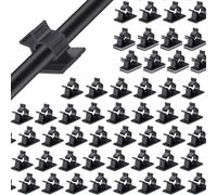 Clearhill 50 Pcs 4-section Adjustable Self-Adhesive Nylon Cable Clips - Black Wire Holders for Maximum Diameter 0.47 inch (12mm) - Cord Management for Home, Office, Car - Durable & Easy Installation
