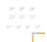 Clearhill 5mm 2Pin 10Packs Transparent Solderless L-Shape COB LED Strip Connectors,90°Right Angle Corner Joints for 5V 12V 24V Single Color LED Strip Lights,Seamless Corner Connection.