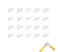 Clearhill 5mm 2Pin 20Packs Transparent Solderless L-Shape COB LED Strip Connectors,90°Right Angle Corner Joints for 5V 12V 24V Single Color LED Strip Lights,Seamless Corner Connection.