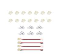 Clearhill 5mm 2Pin 24PCS Press-in Assembly COB LED Strip Connector Corner Kit,14PCS Strip to Strip,6PCS L-Shape,4PCS Strip to Wire +10cm Cable,for 5V 12V 24V Strip