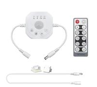 Clearhill 5V-24V DC Motion Sensor Dimmer Switch with Remote Control,Adjustable Brightness & Time Delay,Daylight & Night Mode,for Indoor Strip Lights with 5521DC Male and Female Connectors.(White)