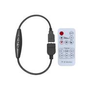 Clearhill 5V 2A USB Dimmer Switch with Male and Female USB Connectors,Remote Control,6-Speed Dimming,ON-Off Function,22AWG Wire,60s delay Off,for 5V Single Color Led Lights(Black)