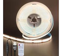 Clearhill 5V 8mm Width USB COB LED Strip Lights with Remote Dimmable Switch,Natural White 4000K,320LEDs/M,8W/M,CRI90,9.84FT/3M,Electroplated Double-Sided Panel Light Strip,IP20,for Indoor Decoration