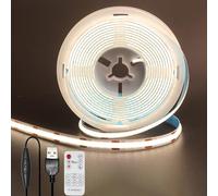 Clearhill 5V 8mm Width USB COB LED Strip Lights with Remote Dimmable Switch,Natural White 4000K,320LEDs/M,8W/M,CRI90,6.56FT/2M,Electroplated Double-Sided Panel Light Strip,IP20,for Indoor Decoration