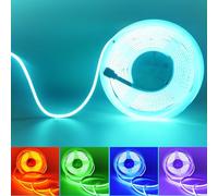 Clearhill 5V COB RGB LED Strip Light with 4Pin Connectors,8mm Width,576LEDs/M,16.4FT/5M,Color Changing Lights,No Dark Spot,IP20,for Bedroom,Home Party,Bar