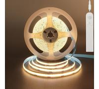 Clearhill 5V Motion Sensor COB LED Strip Lights 2Packs,Time-Delay Adjustable,Two Power Supply Ways,Battery Powered(no Battery),3.28FT/1M,Warm White 3000K,320LEDs/M,8mm Width,for Kitchen Cabinet