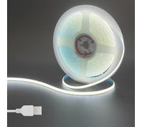 Clearhill 5V USB COB LED Strip Lights,16.4FT/5M,Cool White 6500K,400LEDs/M,5mm Width,Not Waterproof IP20,1M USB Cable,Flexible LED Tape Light for DIY Home Indoor Decoration