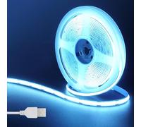 Clearhill 5V USB COB LED Strip Lights,6.56FT/2M,Ice Blue,320LEDs/M,8mm Width,Not Waterproof IP20,1M USB Cable,Flexible LED Tape Light for DIY Home Indoor Decoration