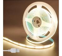 Clearhill 5V USB COB LED Strip Lights,6.56FT/2M,Natural White 4000K,320LEDs/M,8mm Width,Not Waterproof IP20,1M USB Cable,Flexible LED Tape Light for DIY Home Indoor Decoration