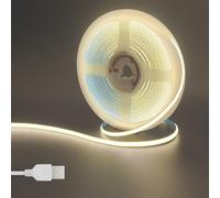 Clearhill 5V USB COB LED Strip Lights,6.56FT/2M,Natural White 4000K,400LEDs/M,5mm Width,Not Waterproof IP20,1M USB Cable,Flexible LED Tape Light for DIY Home Indoor Decoration