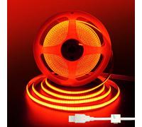 Clearhill 5V USB COB LED Strip Lights,6.56FT/2M,Red,320LEDs/M,8mm Width,Not Waterproof IP20,1M USB Cable,Flexible LED Tape Light for DIY Home Indoor Decoration