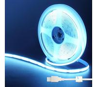 Clearhill 5V USB COB LED Strip Lights,9.84FT/3M,Ice Blue,320LEDs/M,8mm Width,Not Waterproof IP20,1M USB Cable,Flexible LED Tape Light for DIY Home Indoor Decoration