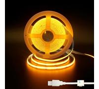 Clearhill 5V USB COB LED Strip Lights,9.84FT/3M,Orange,320LEDs/M,8mm Width,Not Waterproof IP20,1M USB Cable,Flexible LED Tape Light for DIY Home Indoor Decoration