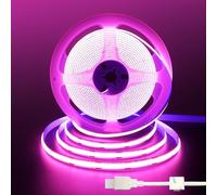 Clearhill 5V USB COB LED Strip Lights,9.84FT/3M,Pink,320LEDs/M,8mm Width,Not Waterproof IP20,1M USB Cable,Flexible LED Tape Light for DIY Home Indoor Decoration