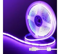 Clearhill 5V USB COB LED Strip Lights,9.84FT/3M,Purple,320LEDs/M,8mm Width,Not Waterproof IP20,1M USB Cable,Flexible LED Tape Light for DIY Home Indoor Decoration