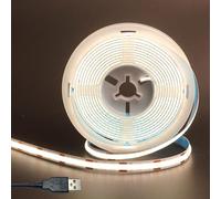 Clearhill 5V USB COB LED Strip Lights,Natural White 4000K,8mm Width 320LEDs/m,8W/m,CRI90,6.56FT/2M,Electroplated Double-Sided Panel Light Strip,Waterproof IP20,Flexible Strip for Indoor Decoration