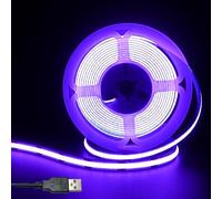 Clearhill 5V USB COB LED Strip Lights,Purple,8mm Width 320LEDs/m,8W/m,CRI90,9.84FT/3M,Electroplated Double-Sided Panel Light Strip,Waterproof IP20,Flexible Strip for Indoor Decoration