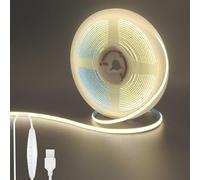 Clearhill 5V USB COB LED Strip Lights with Dimmable Switch,16.4FT/5M,Natural White 4000K,400LEDs/M,5mm Width,Not Waterproof IP20,1.5M USB Switch Cable,for DIY Home Indoor Decoration
