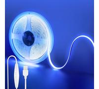 Clearhill 5V USB COB LED Strip Lights with Dimmable Switch,6.56FT/2M,Blue,320LEDs/M,8mm Width,Not Waterproof IP20,1.5M USB Switch Cable,for DIY Home Indoor Decoration