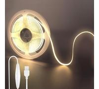 Clearhill 5V USB COB LED Strip Lights with Dimmable Switch,6.56FT/2M,Natural White 4000K,320LEDs/M,8mm Width,Not Waterproof IP20,1.5M USB Switch Cable,for DIY Home Indoor Decoration