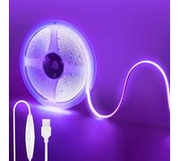 Clearhill 5V USB COB LED Strip Lights with Dimmable Switch,6.56FT/2M,Purple,320LEDs/M,8mm Width,Not Waterproof IP20,1.5M USB Switch Cable,for DIY Home Indoor Decoration