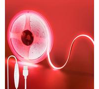 Clearhill 5V USB COB LED Strip Lights with Dimmable Switch,9.84FT/3M,Red,320LEDs/M,8mm Width,Not Waterproof IP20,1.5M USB Switch Cable,for DIY Home Indoor Decoration