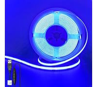 Clearhill 5V USB COB LED Strip Lights with Dimmable Switch,Blue,8mm Width 320LEDs/m,8W/m,CRI90,16.4FT/5M,Electroplated Double-Sided Panel Light Strip,Waterproof IP20,for Indoor Decoration
