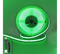 Clearhill 5V USB COB LED Strip Lights with Dimmable Switch,Green,8mm Width 320LEDs/m,8W/m,CRI90,9.84FT/3M,Electroplated Double-Sided Panel Light Strip,Waterproof IP20,for Indoor Decoration