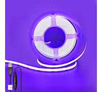 Clearhill 5V USB COB LED Strip Lights with Dimmable Switch,Purple,8mm Width 320LEDs/m,8W/m,CRI90,16.4FT/5M,Electroplated Double-Sided Panel Light Strip,Waterproof IP20,for Indoor Decoration