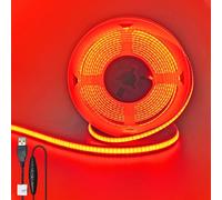 Clearhill 5V USB COB LED Strip Lights with Dimmable Switch,Red,8mm Width 320LEDs/m,8W/m,CRI90,9.84FT/3M,Electroplated Double-Sided Panel Light Strip,Waterproof IP20,for Indoor Decoration