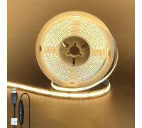 Clearhill 5V USB COB LED Strip Lights with Dimmable Switch,Warm White 3000K,8mm Width 320LEDs/m,8W/m,CRI90,6.56FT/2M,Electroplated Double-Sided Panel Light Strip,Waterproof IP20,for Indoor Decoration