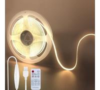 Clearhill 5V USB COB LED Strip Lights with Remote Dimmable Switch 2packs,9.84FT/3M,Warm White 3000K,320LEDs/M,8mm Width,Not Waterproof IP20,1.5M USB Switch Cable,for DIY Home Indoor Decoration