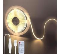 Clearhill 5V USB COB LED Strip Lights with Remote Dimmable Switch,6.56FT/2M,Natural White 4000K,320LEDs/M,8mm Width,Not Waterproof IP20,1.5M USB Switch Cable,for DIY Home Indoor Decoration