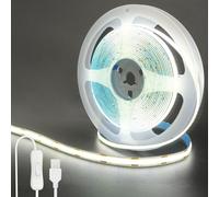 Clearhill 5V USB COB LED Strip Lights with Switch,16.4FT/5M,Cool White 6500K,320LEDs/M,8mm Width,Not Waterproof IP20,1M USB Cable,for DIY Home Indoor Decoration