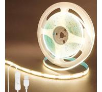 Clearhill 5V USB COB LED Strip Lights with Switch,6.56FT/2M,Natural White 4000K,320LEDs/M,8mm Width,Not Waterproof IP20,1M USB Cable,for DIY Home Indoor Decoration