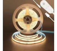 Clearhill 5V USB Motion Sensor Dimmable Flexible LED Strip Lights,16.4FT/5M,Warm White 3000K Bright Lights,8mm Width,320LEDs/M,Not Waterproof IP 20,for Closet Light Bedroom Cabinet Stair