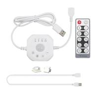 Clearhill 5V USB Motion Sensor Dimmer Switch with Remote Control,Adjustable Brightness & Time Delay,Daylight & Night Mode,for Indoor Strip Lights with USB Male and Female Connectors.(White)