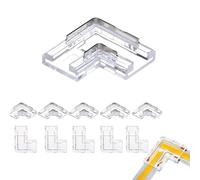 Clearhill 8mm 2Pin 10 Packs L-Shape Press-in Assembly COB Led Strip Connectors,Ultra Slim,90°Right Angle Corner Joints for Single Color 5V/12V/24V Light Strips,Transparent Terminal,Safe Connection.